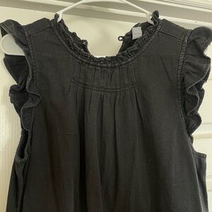 Black Ruffled Sleeveless Top